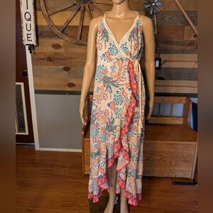 Flying Tomato Floral Ruffle Wrap Dress